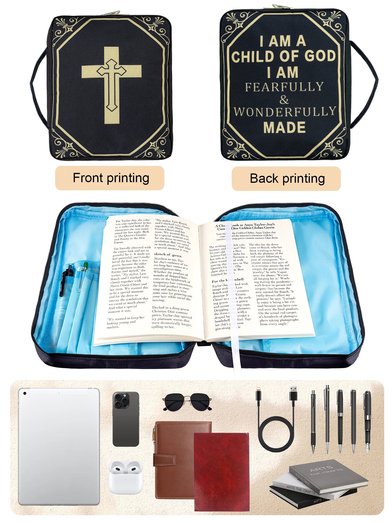 Portable Bible Case – Elegant Cross Design, Travel-Friendly