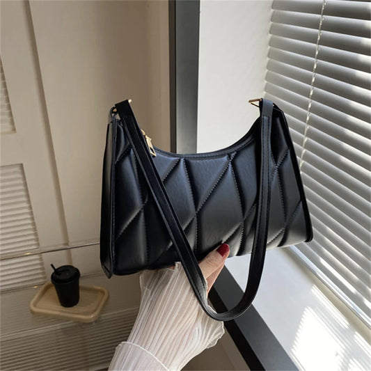Black Shoulder Bag – Trendy Small Handle Crossbody & Clutch Purse for Women