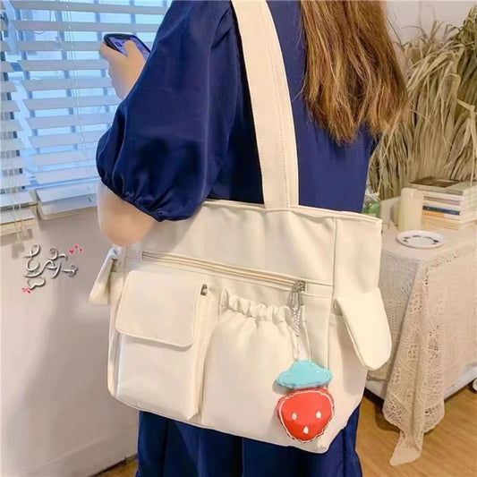 Elegant Nylon Shoulder Messenger – Preppy Women's Commuter Bag