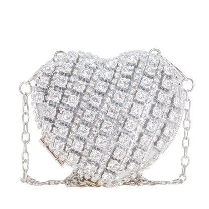 Luxury Heart-Shaped Diamond Bag – Mini Designer Shoulder Clutch for Banquets & Events