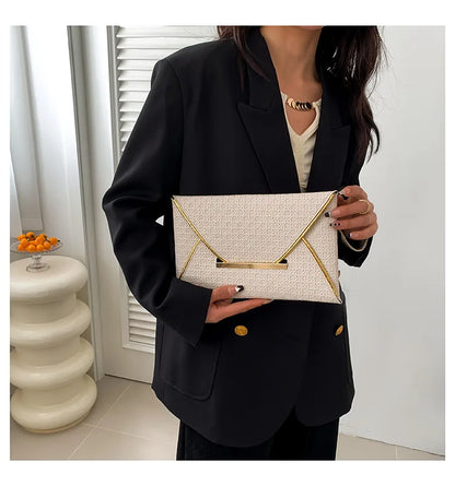 Leather Envelope Clutch – Solid Color Evening & Wedding Purse for Women