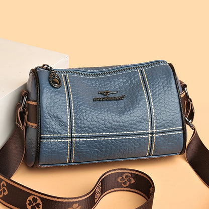 Genuine Leather Crossbody Tote – High-Quality Solid Color Shoulder Bag for Women