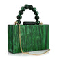 Luxury Pearl Marble Crossbody – Dark Green Acrylic Evening Bag for Women