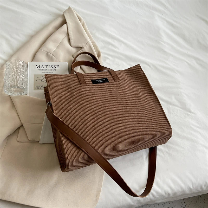 LEFTSIDE Vintage Tote – Winter Office Shoulder & Crossbody Bag for Women