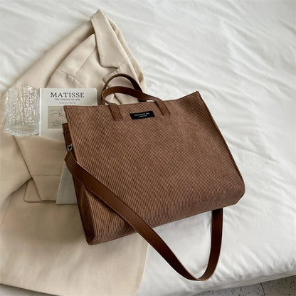 LEFTSIDE Vintage Tote – Winter Office Shoulder & Crossbody Bag for Women