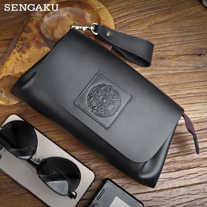 Genuine Cowhide Leather Clutch – Men’s Long Wallet & Passport Organizer
