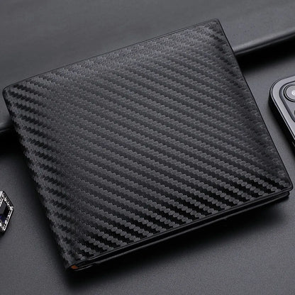 Carbon Fiber Short Wallet – Men’s Card Holder with Integrated Zipper Coin Pocket