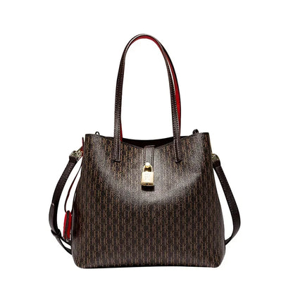 CH Premium Leather Crossbody – Large Letter Print Tote for Daily Commute
