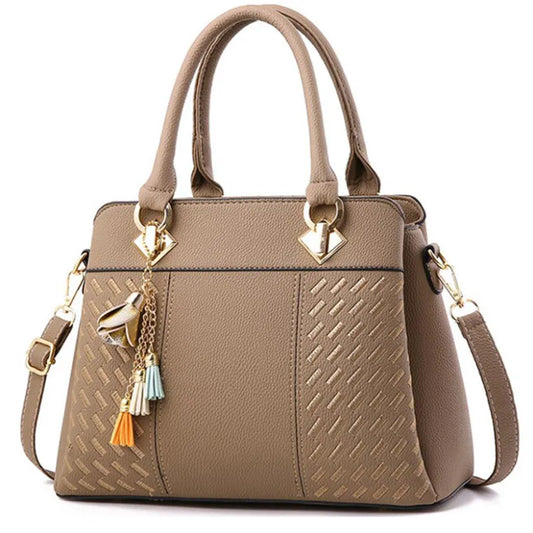 Gusure Embroidered Tote – Elegant, Spacious & Tassel-Accented