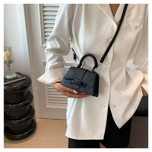 Solid Color Leather Bag – Stylish Hand-Carry & Messenger Mini Bag