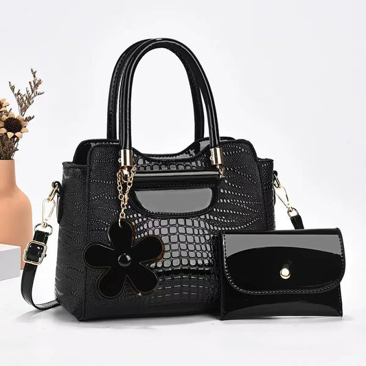 2-Piece PU Leather Bag Set – Classic Tote & Clutch Combo