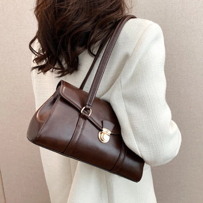 Vintage England-Style Leather Bag – Retro Red Underarm Tote & Commuter Shoulder Purse for Women