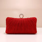 Valentine’s Diamond Ring Clutch – Ruched Evening Bag with Chain for Prom & Dinner