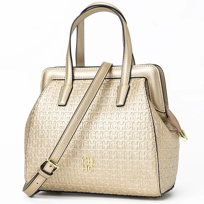 CH Classic Monogram Handbag – Zippered Solid Color Block Shoulder Bag for Women