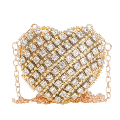 Luxury Heart-Shaped Diamond Bag – Mini Designer Shoulder Clutch for Banquets & Events