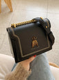 Trendy Flap Square Bag – Women’s Faux Leather Crossbody with Chain Detail