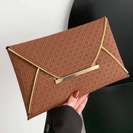 Leather Envelope Clutch – Solid Color Evening & Wedding Purse for Women