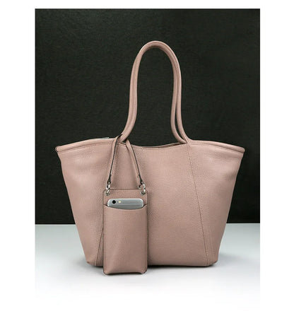 Vintage Cowhide Tote – Genuine Leather Handbag for Women with Large Capacity
