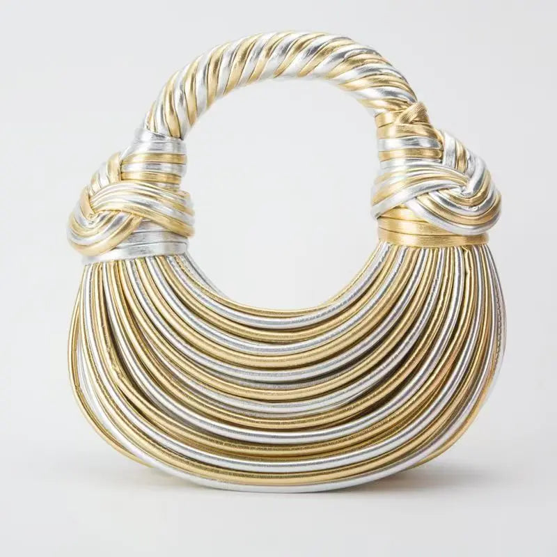 Luxury Knotted Hobo – Metallic Elegance for Evenings