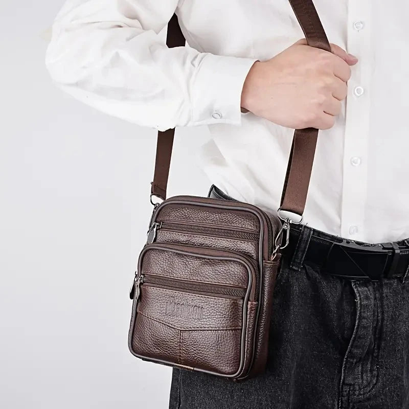 Genuine Leather Multi-Purpose Crossbody for Men