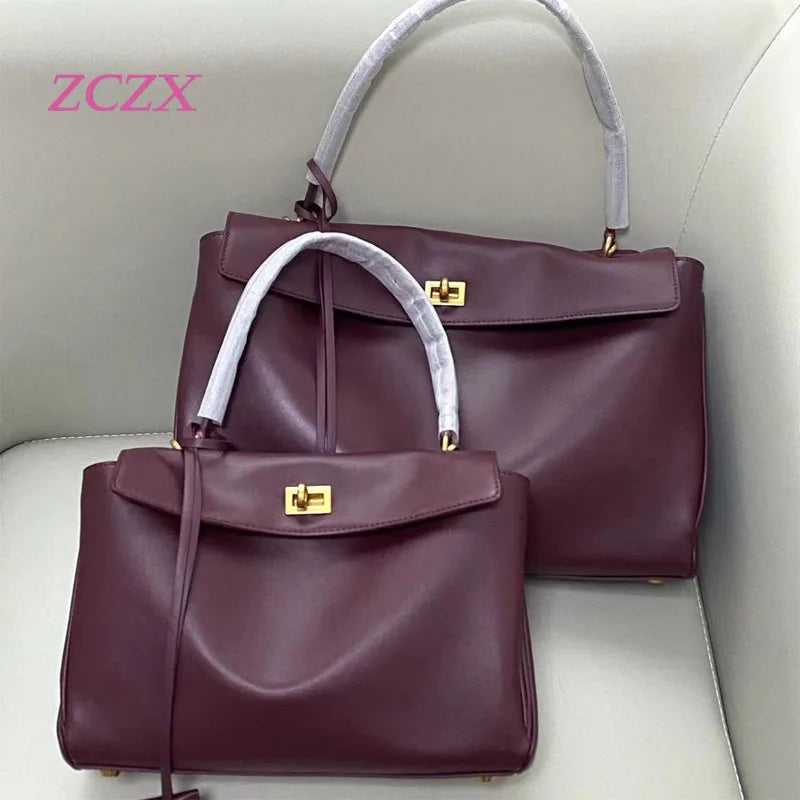 Genuine Leather Shoulder Bag – Fashionable Large-Capacity Armpit Handbag for Women