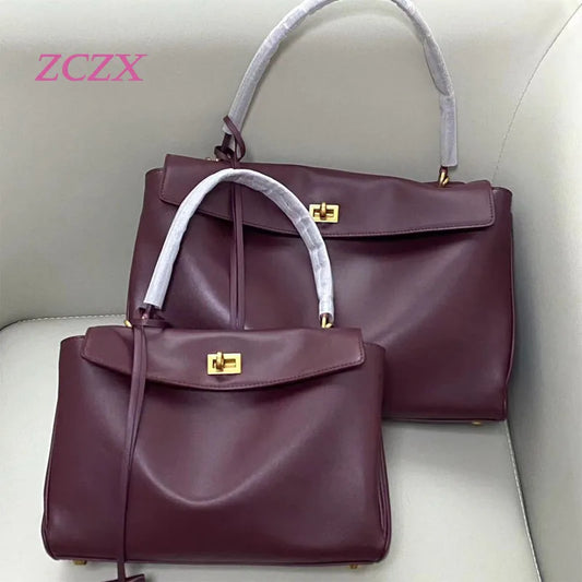 Genuine Leather Shoulder Bag – Fashionable Large-Capacity Armpit Handbag for Women