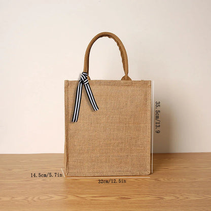 Linen Ribbon Tote – Simple, Spacious & Everyday Chic