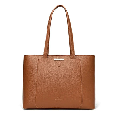 Luxury Leather Tote – Soft Designer Shoulder Bag for Women with Laptop Capacity