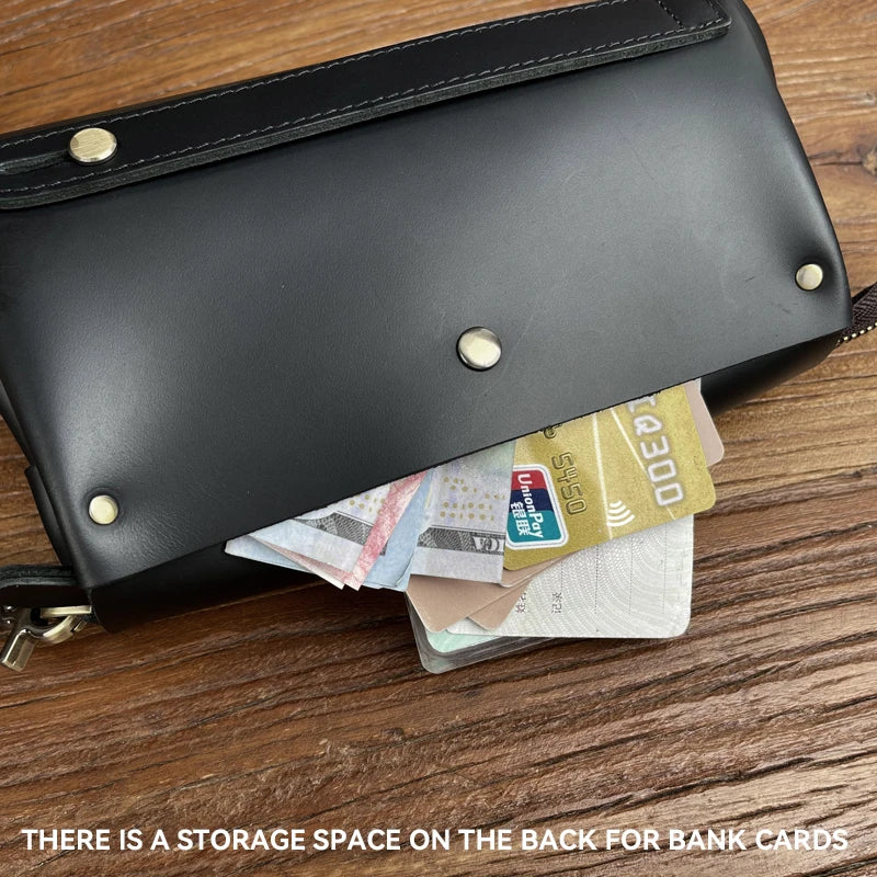 Genuine Cowhide Leather Clutch – Men’s Long Wallet & Passport Organizer