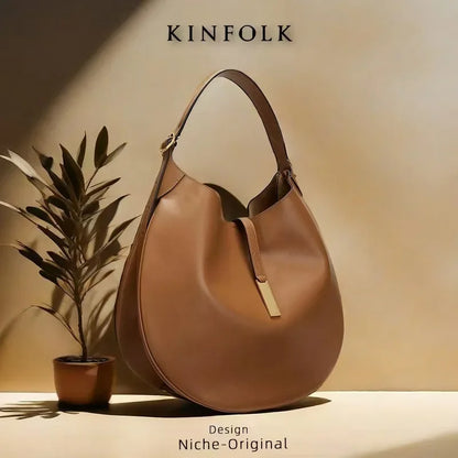 Chic Ruffle Dumpling Bag – Trendy Chamois Leather Underarm & Moon Tote for Women