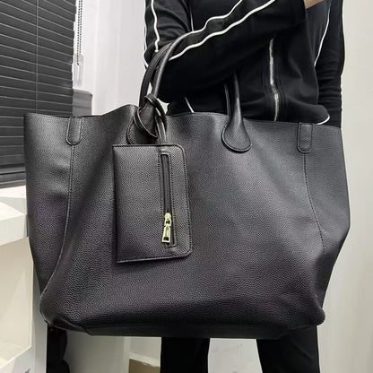 Oversized Vegan Leather Handbag – Simple, Versatile & Large-Capacity Shopping Tote for Women