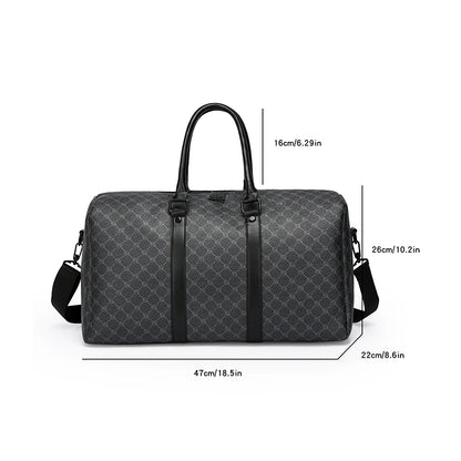 Men’s Black Travel Bag – Large Capacity Printed Shoulder & Luggage Handbag for Business Trips