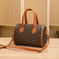 European Retro Boston Barrel Bag – Printed Large-Capacity Crossbody Handbag for Women