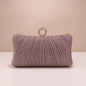 Valentine’s Diamond Ring Clutch – Ruched Evening Bag with Chain for Prom & Dinner