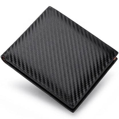 Carbon Fiber Short Wallet – Men’s Card Holder with Integrated Zipper Coin Pocket