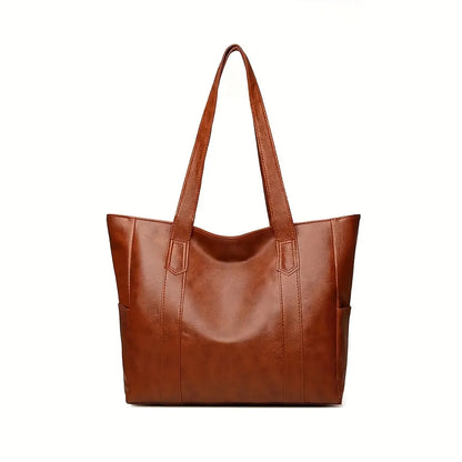 Vintage Vegan Tote Bag – Large Capacity Casual Shoulder Handbag for Women’s Commute