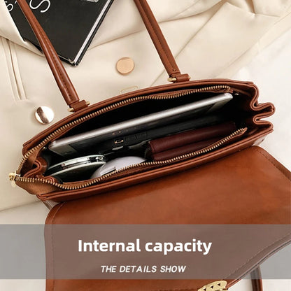 Vintage England-Style Leather Bag – Retro Red Underarm Tote & Commuter Shoulder Purse for Women
