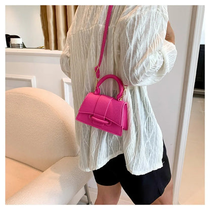 Solid Color Leather Bag – Stylish Hand-Carry & Messenger Mini Bag
